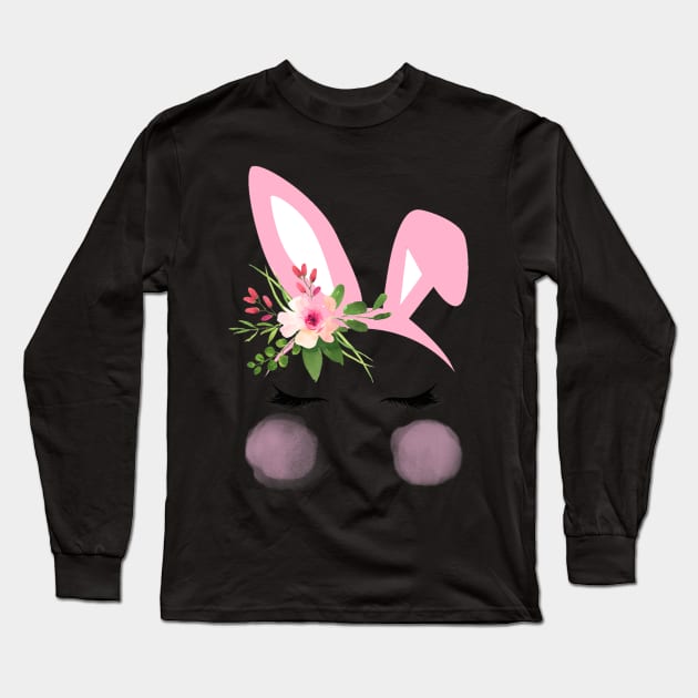 Cute Easter Bunny Face T Shirt for Mom Mama Adult Teen Girl Long Sleeve T-Shirt by craiglimu